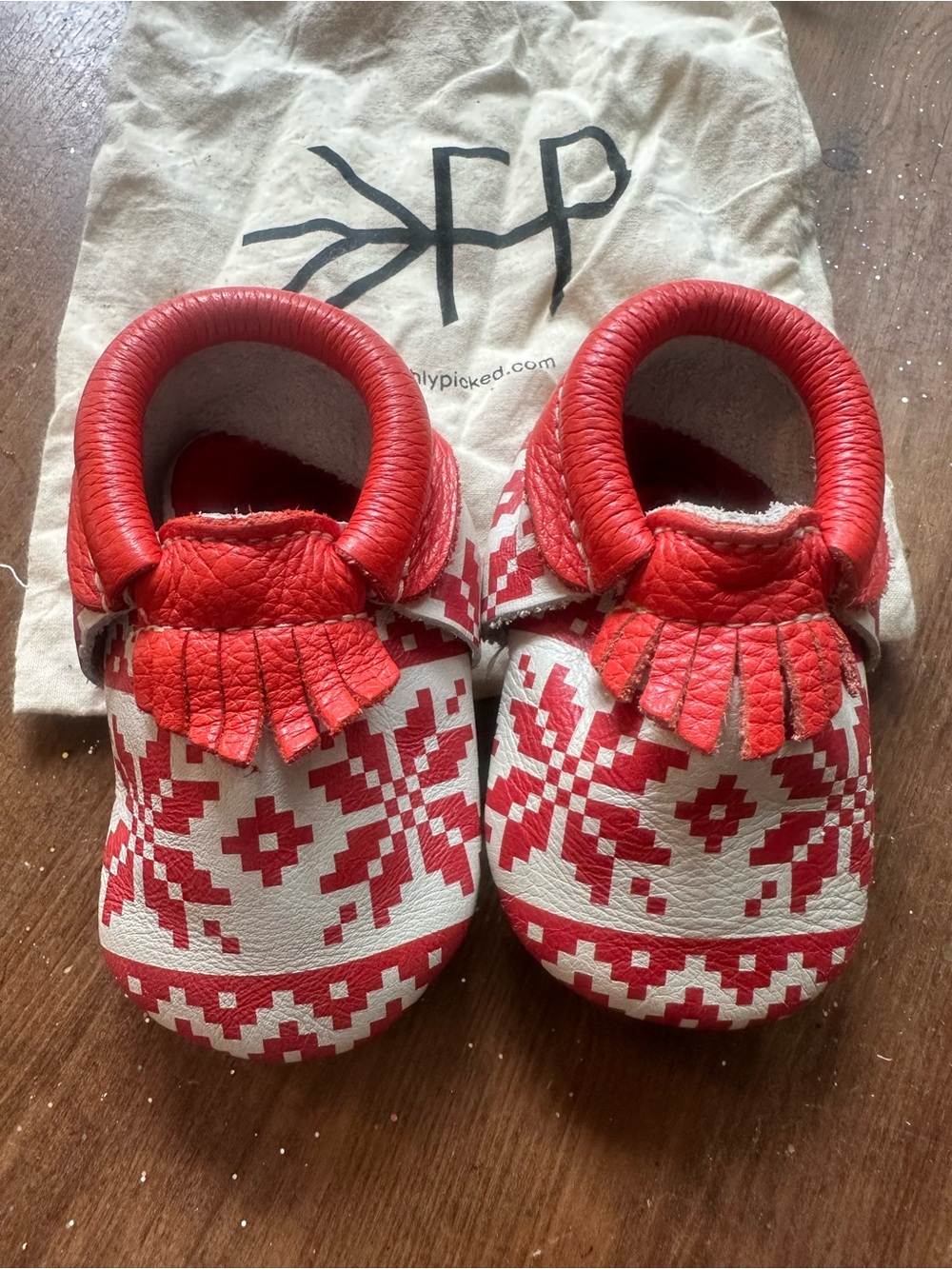 Freshly Picked Red and White Geometric Moccasins